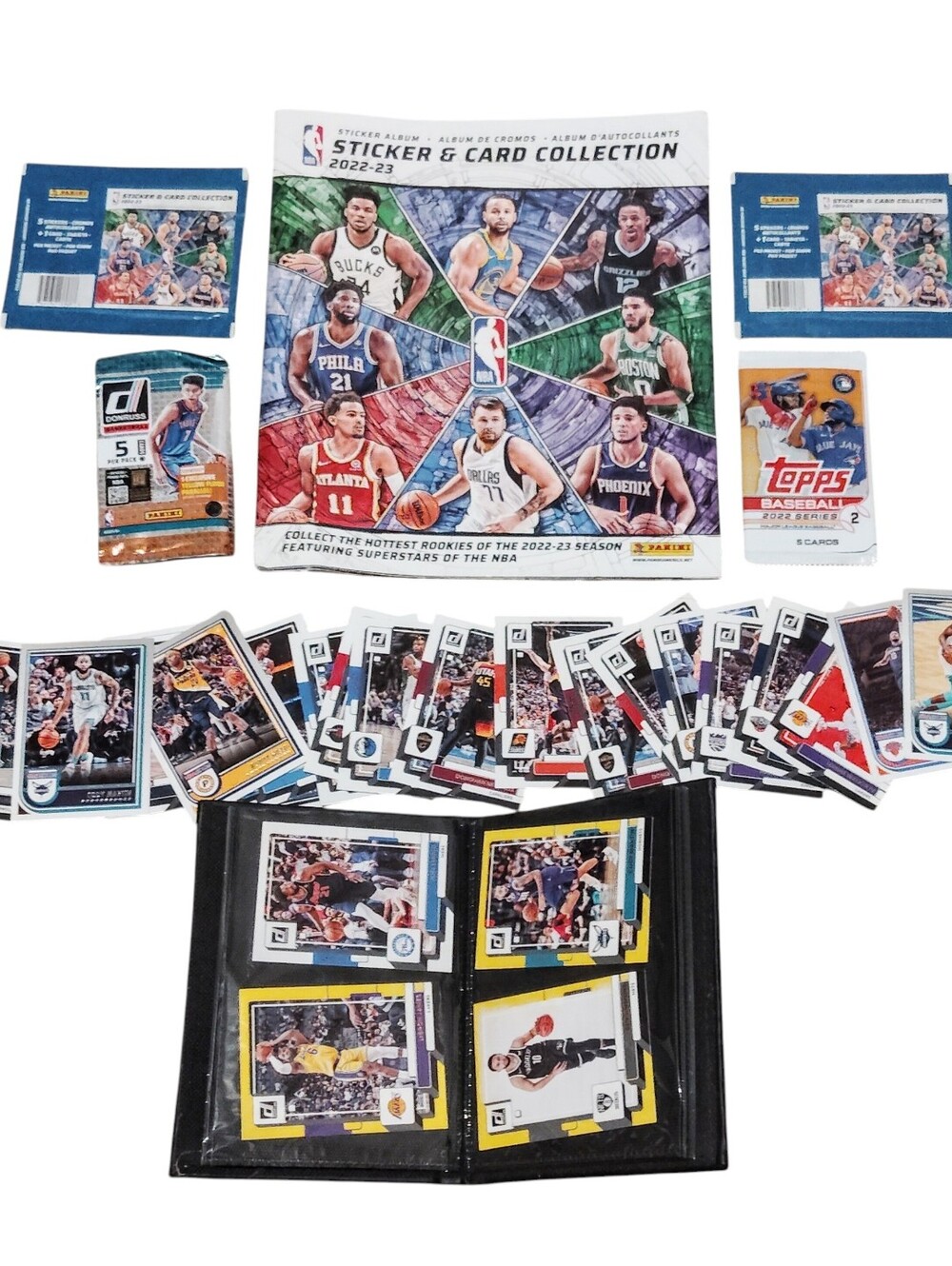 NBA MLB 2022-23 Panini Donruss Topps Sports Cards Stickers Collection Book Lot